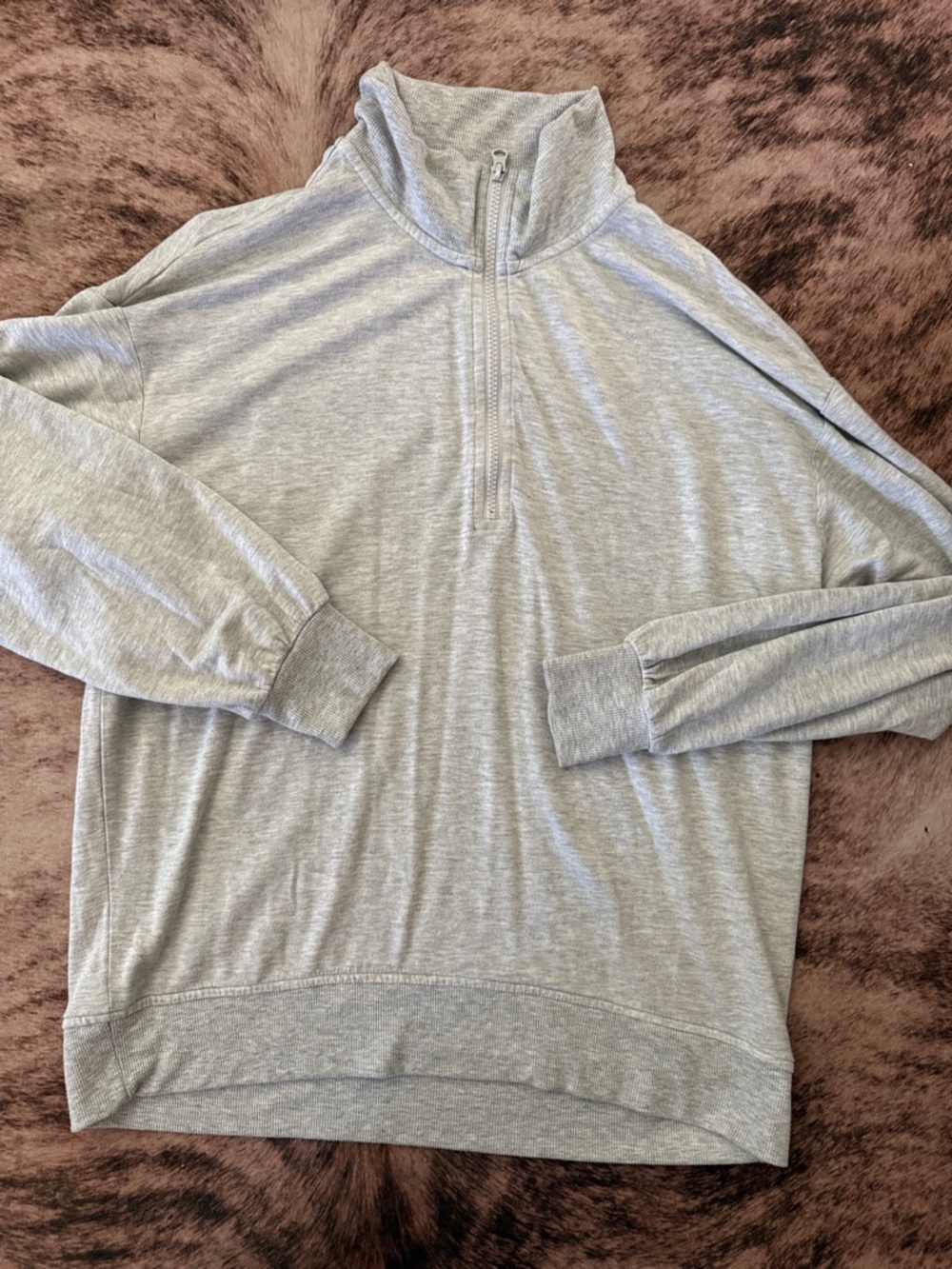 Light Gray Half-Zip Pullover Sweatshirt